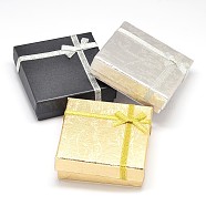 Square Cardboard Jewelry Boxes, with Sponge Inside and Satin Ribbon Bowknot, Mixed Color, 9.1x9x3cm(CBOX-L001-09)