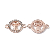 Alloy Connector Charms, with Crystal Rhinestones, Flat Round Links with Angel, Rose Gold, 15.8x23x2mm, Hole: 2.2mm(FIND-A024-30RG)