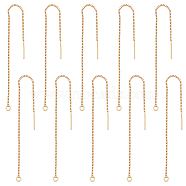 16 Pairs Brass Chains Stud Earring Findings, Ear Threads with Loop, Long-Lasting Plated, Golden, 100x1x1mm, Hole: 1.5mm, Pin: 0.7mm(KK-UN0001-45)