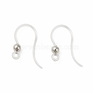 Transparent Resin Earring Hooks, with 316 Stainless Steel Round Beads and Horizontal Loop, Platinum, 16x12x3mm, Hole: 1.2mm, 21 Gauge, Pin: 0.7mm(RESI-G050-01P)