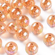 Transparent Acrylic Beads, AB Color Plated, Round, Sandy Brown, 16x15mm, Hole: 2.8mm, about 220pcs/500g(MACR-S370-B16mm-761)