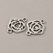 Tibetan Style Alloy Connector Rhinestone Settings, Flower, Antique Silver, Fit for 1.2mm Rhinestone, 20.5x15.5x1.5mm, Hole: 1.4mm(FIND-CJC0016-19AS)