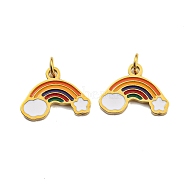 Ion Plating(IP) 304 Stainless Steel Charms, with Enamel and Jump Ring, Rainbow Charm, Golden, 9.5x13x1mm, Hole: 2.5mm(STAS-O003-10G)