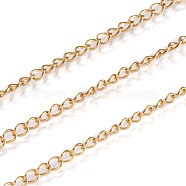 Ion Plating(IP) 304 Stainless Steel Twisted Chains, Curb Chains, Soldered, with Spool, Real 18K Gold Plated, 4x3x0.6mm, about 32.8 Feet(10m)/roll(CHS-H007-25G)