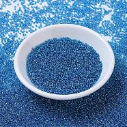 MIYUKI Round Rocailles Beads, Japanese Seed Beads, 11/0, (RR291) Transparent Capri Blue AB, 2x1.3mm, Hole: 0.8mm, about 1111pcs/10g(X-SEED-G007-RR0291)