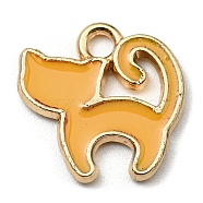 Alloy Charms, with Enamel, Golden, Cadmium Free & Nickel Free & Lead Free, Cat Shape Charms, Dark Orange, 13x13x1.5mm, Hole: 1.8mm(X-ENAM-L042-05G-01)