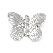 Non-Tarnish 304 Stainless Steel Pendants, Butterfly Charm, Stainless Steel Color, 15.5x20x3mm, Hole: 1.4mm(STAS-L022-418P)