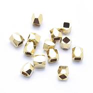 Brass Spacer Beads, Lead Free & Cadmium Free & Nickel Free, Faceted, Cube, Raw(Unplated), 3x3x3mm, Hole: 1.5x1.5mm(KK-A143-57C-RS)