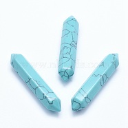 Synthetic Green Turquoise No Hole Faceted, Double Terminated Points, Dyed, 51~55x10.5~11x9.5~10mm(G-G760-J09-02)