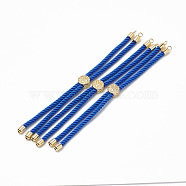 Nylon Twisted Cord Bracelet Making, Slider Bracelet Making, with Brass Findings, Golden, Royal Blue, 8.7 inch~9.3 inch(22.2cm~23.8cm), 3mm, hole: 1.5mm(MAK-T003-03G)