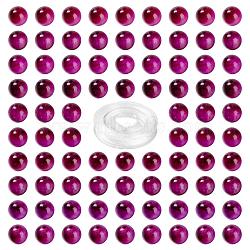 100Pcs 8mm Natural Tiger Eye Round Beads, with 10m Elastic Crystal Thread, for DIY Stretch Bracelets Making Kits, Medium Violet Red, 8mm, Hole: 0.8mm(DIY-LS0002-66)
