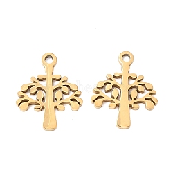 304 Stainless Steel Charms, Laser Cut, Tree of Life, Golden, 12x10x1mm, Hole: 1.2mm(X-STAS-I151-16G)