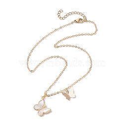 Natural Shell Butterfly Pendant Necklace with Brass Cable Chains, Golden, 15.35 inch(39cm)(NJEW-TA00133)