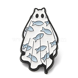 Halloween Theme Ghost Enamel Pin, Electrophoresis Black Zinc Alloy Brooch for Backpack Clothes, Fish, 31x17x1.5mm(JEWB-E023-06EB-01)