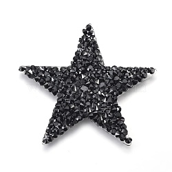 Plastic Clothing Patches, with Resin Rhinestone, Star, Black, 60x60x2.5mm(FIND-WH0033-02C)