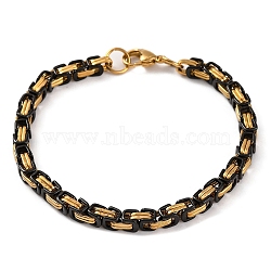 201 Stainless Steel Byzantine Chain Bracelets, Chainmaille Weaves Jewelry, with 304 Stainless Steel Clasps, Black, Golden, 8-7/8 inch(22.5cm)(BJEW-B078-62G)