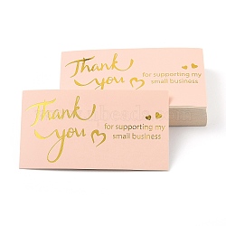 Laser Thank You for Supporting My Small Business Card, for Decorations, Rectangle, Pink, Word, 90x50x0.4mm, 50pcs/bag(DIY-L035-018C)