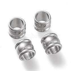 201 Stainless Steel European Beads, Large Hole Beads, Column, Stainless Steel Color, 7x6mm, Hole: 5mm(STAS-K195-04P)