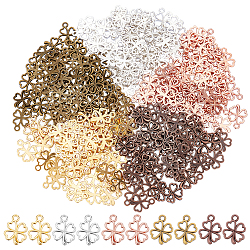 250Pcs 5 Colors Alloy Pendants, Clover, Mixed Color, 17x13x1.5mm, 50pcs/color(FIND-DC0001-65)