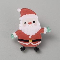 Christmas Acrylic Brooch Pin, Iron Badge for Backpack Clothes, Santa Claus, 39x36x2mm(JEWB-WH0030-12G)