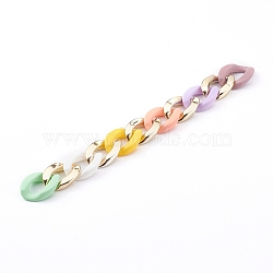Opaque Spray Painted Acrylic & CCB Plastic Linking Twist Chains, Quick Link Chains, Colorful, 23x16.5x5mm, about 39.37 inch(1m)/strand(AJEW-JB00909)