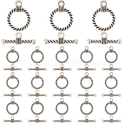 120 Sets Tibetan Style Alloy Toggle Clasps, Lead Free and Cadmium Free, Ring, Antique Silver & Antique Golden, Ring: 19x14x3mm, Hole: 2mm, Bar: 20x8x3mm, Hole: 2mm(FIND-SP0003-91)