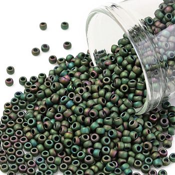 TOHO Round Seed Beads, Japanese Seed Beads, (707) Matte Color Iris Peridot, 11/0, 2.2mm, Hole: 0.8mm, about 1110pcs/10g