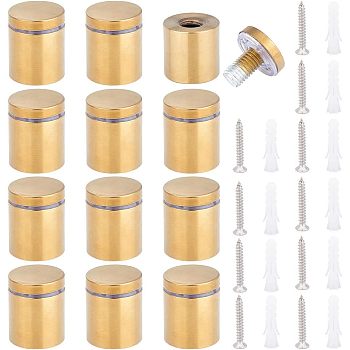 304 Stainless Steel Glass Standoff Pins, Wall Mounted Standoff Screws for Acrylic Sign, with Anchor Plug, Golden & Stainless Steel Color, 25x25mm, Hole: 5mm