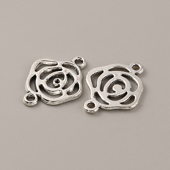 Tibetan Style Alloy Connector Rhinestone Settings, Flower, Antique Silver, Fit for 1.2mm Rhinestone, 20.5x15.5x1.5mm, Hole: 1.4mm