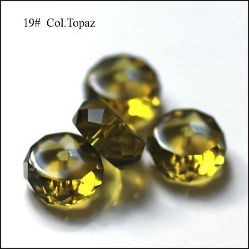 Imitation Austrian Crystal Beads, Grade AAA, Faceted, Flat Round, Olive, 12x7.5mm, Hole: 0.9~1mm