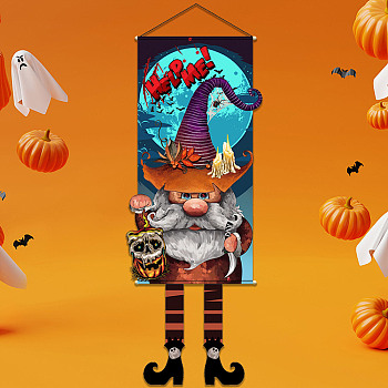 Halloween Theme Felt Cloth Hanging Door Signs, Wall Decoration, Decorative Props for Indoor, Outdoor, Gnome Pattern, 1280~1375mm