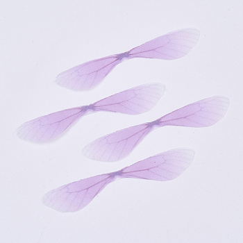 Polyester Fabric Wings Crafts Decoration, for DIY Jewelry Crafts Earring Necklace Hair Clip Decoration, Dragonfly Wing, Orchid, 60~60x11~13mm