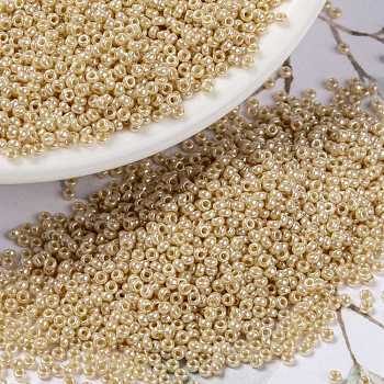 MIYUKI Round Rocailles Beads, Japanese Seed Beads, (RR442) Opaque Pear Luster, 15/0, 1.5mm, Hole: 0.7mm, about 5555pcs/bottle, 10g/bottle