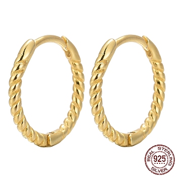 Unisex 925 Sterling Silver Hoop Earrings, with S925 Stamp, Golden, 11.5mm, Pin: 0.6mm