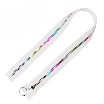 #5 Nylon Coil Zippers Rainbow Zipper Tape, Resin Coil Colorful Teeth, White, 0.43 Yard(40cm)