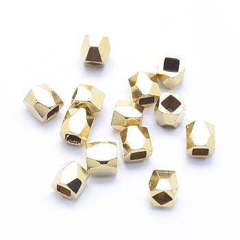 Brass Spacer Beads, Lead Free & Cadmium Free & Nickel Free, Faceted, Cube, Raw(Unplated), 3x3x3mm, Hole: 1.5x1.5mm