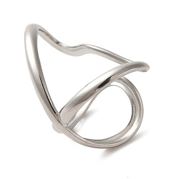 304 Stainless Steel Open Cuff Ring, Stainless Steel Color, Inner Diameter: 16.8mm