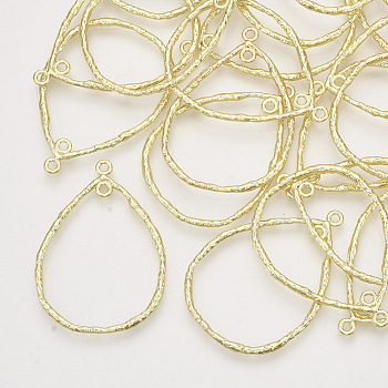 Alloy  2-Loop Link Pendants, Teardrop, Light Gold, 42x30x1.5mm, Hole: 1.6mm