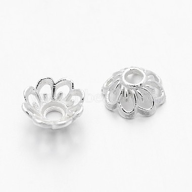 Silver Color Plated Alloy Flower Bead Caps(X-TIBEB-E017-S)-3