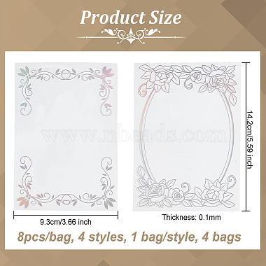 4 Bags 4 Styles PET Transparent Floral Frame Adhesive Decorative Stickers(DIY-OC0010-25)-2