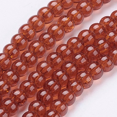 4mm DarkOrange Round Crackle Glass Beads