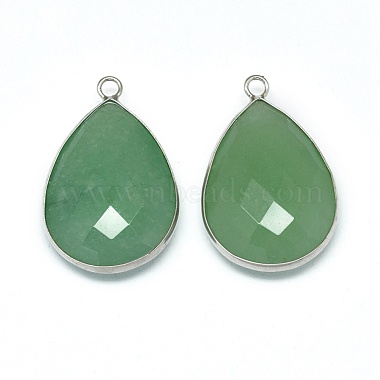 Platinum Drop Green Aventurine Pendants