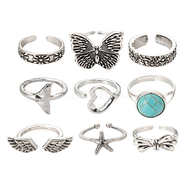 9Pcs 9 Style Adjustable Alloy Finger Rings(RJEW-LS0001-15AS)-2
