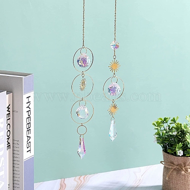 4Pcs Metal Ring & Sun Hanging Ornaments Set(PW-WG46035-01)-2