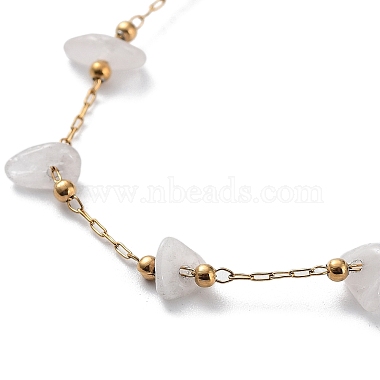Natural Rose Quartz Chips Beaded Chain Necklace(NJEW-G124-01B)-2