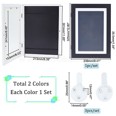 2 Sets 2 Colors Rectangle Wood Photo Frames with Hanging Hook(DIY-GA0005-70)-2