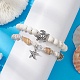 2Pcs 2 Style Synthetic Howlite & Glass & Shell Stretch Bracelets with Tortoise(BJEW-JB10091-03)-2