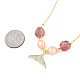 Natural Strawberry Quartz & Pearl Beaded Whale Tail Pendant Necklace with Brass Cable Chains for Women(NJEW-T015-02G)-4