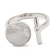 Natural Shell Flat Round & Column Open Cuff Ring(RJEW-G288-08P)-2