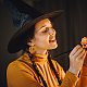 ANATTASOUL 3 Pairs 3 Colors Halloween Pumpkin with Skull Acrylic Dangle Stud Earrings(EJEW-AN0002-19)-5